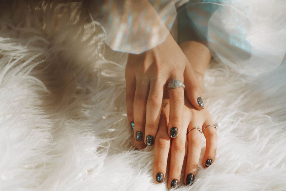 Manicured nails in a fresh holiday shade